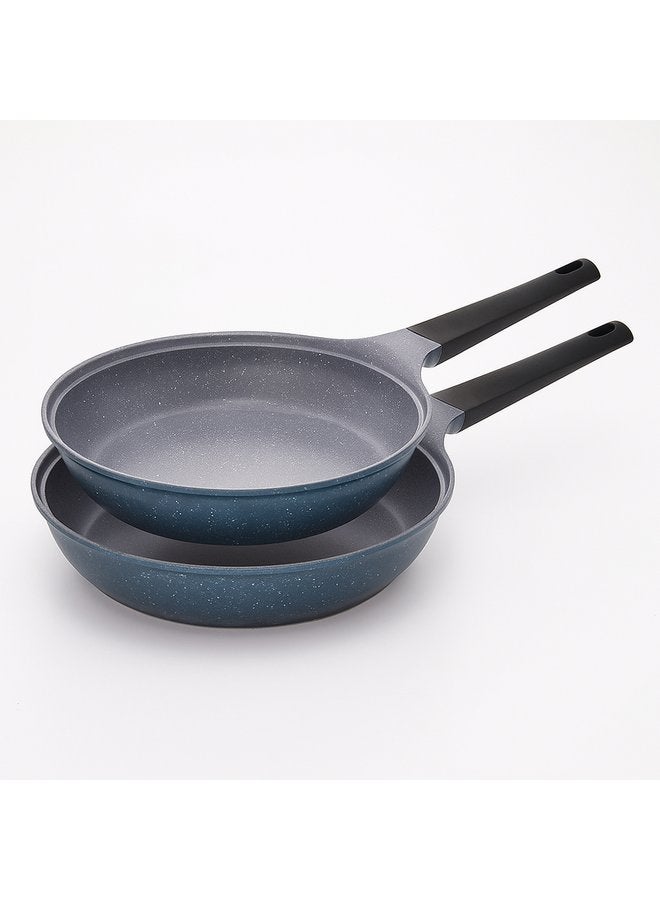 Glory Lux Non-Stick Granite Frying Pan Set – 2 Pieces (20, 28 cm) – Dark Blue - Image 1